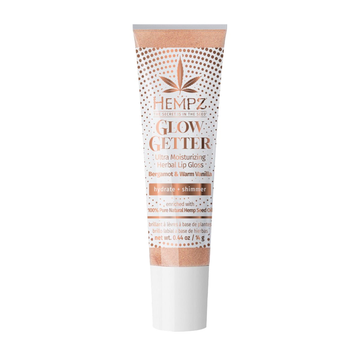 Hempz Glow Getter Lip Gloss – Hydrating Shimmer Lip Balm, 0.44 oz - görsel 1