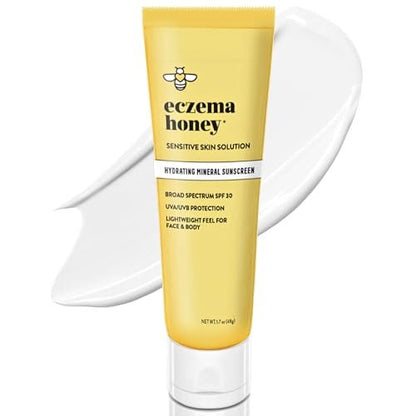Eczema Honey Hydrating Mineral Sunscreen SPF 30 - Lightweight Body & Face Sun Cream (1.7 Oz) Avelisse