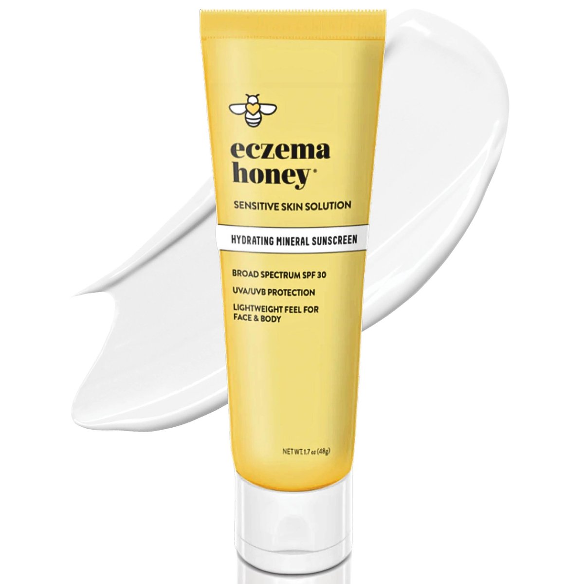 Eczema Honey Hydrating Mineral Sunscreen SPF 30 - Lightweight Body & Face Sun Cream (1.7 Oz) Avelisse