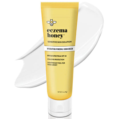 Eczema Honey Hydrating Mineral Sunscreen SPF 30 - Lightweight Body & Face Sun Cream (1.7 Oz) Avelisse