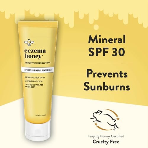 Eczema Honey Hydrating Mineral Sunscreen SPF 30 - Lightweight Body & Face Sun Cream (1.7 Oz) Avelisse