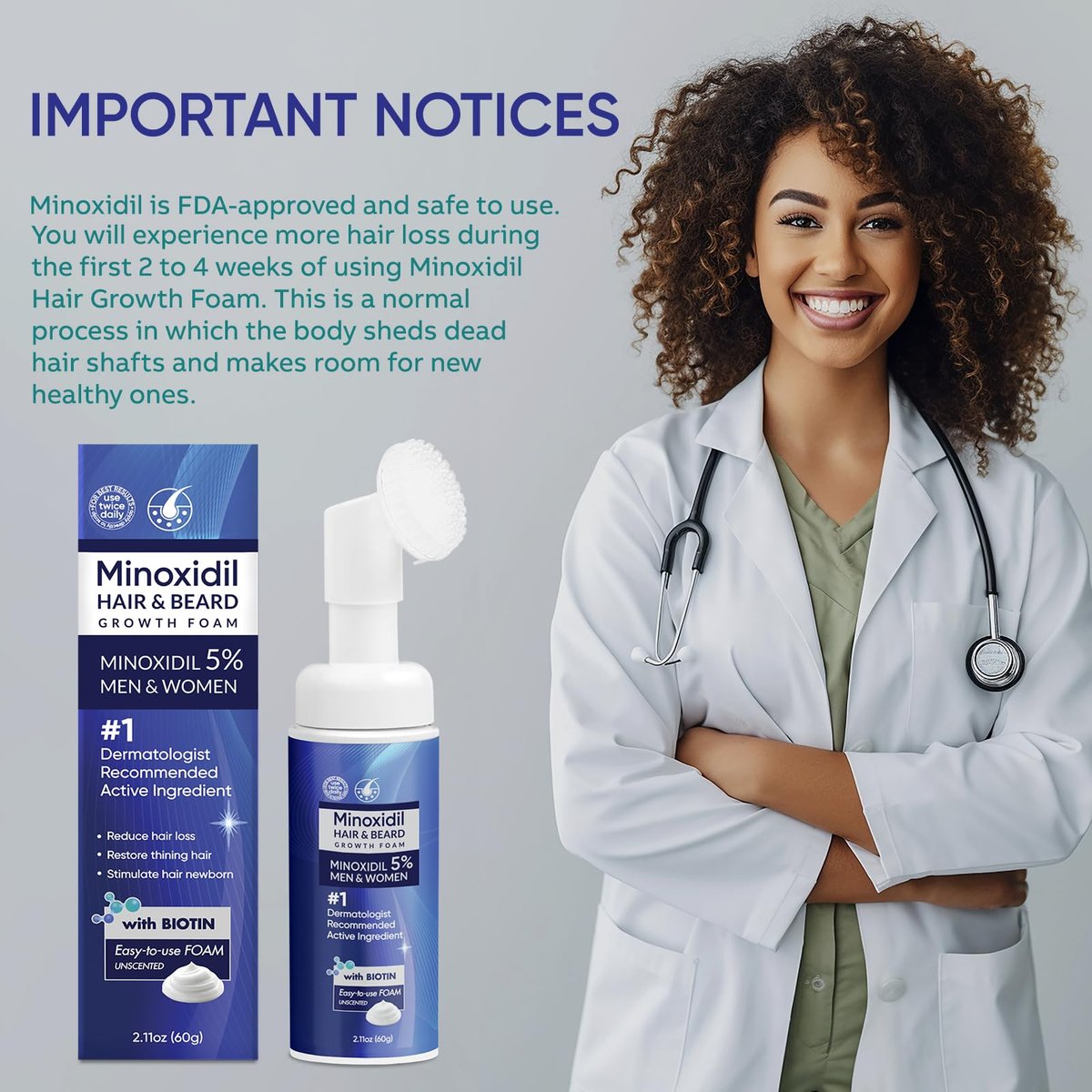 5% Minoxidil Foam for Men and Women – Hair Regrowth Treatment (60ml) - görsel 14