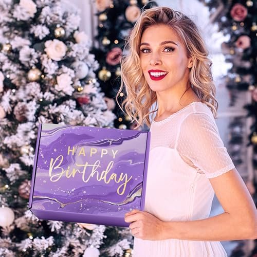 Happy Birthday Purple Gift Basket for Women - Unique Birthday Gifts for Mom, Sister, Best Friend, Female Her Avelisse