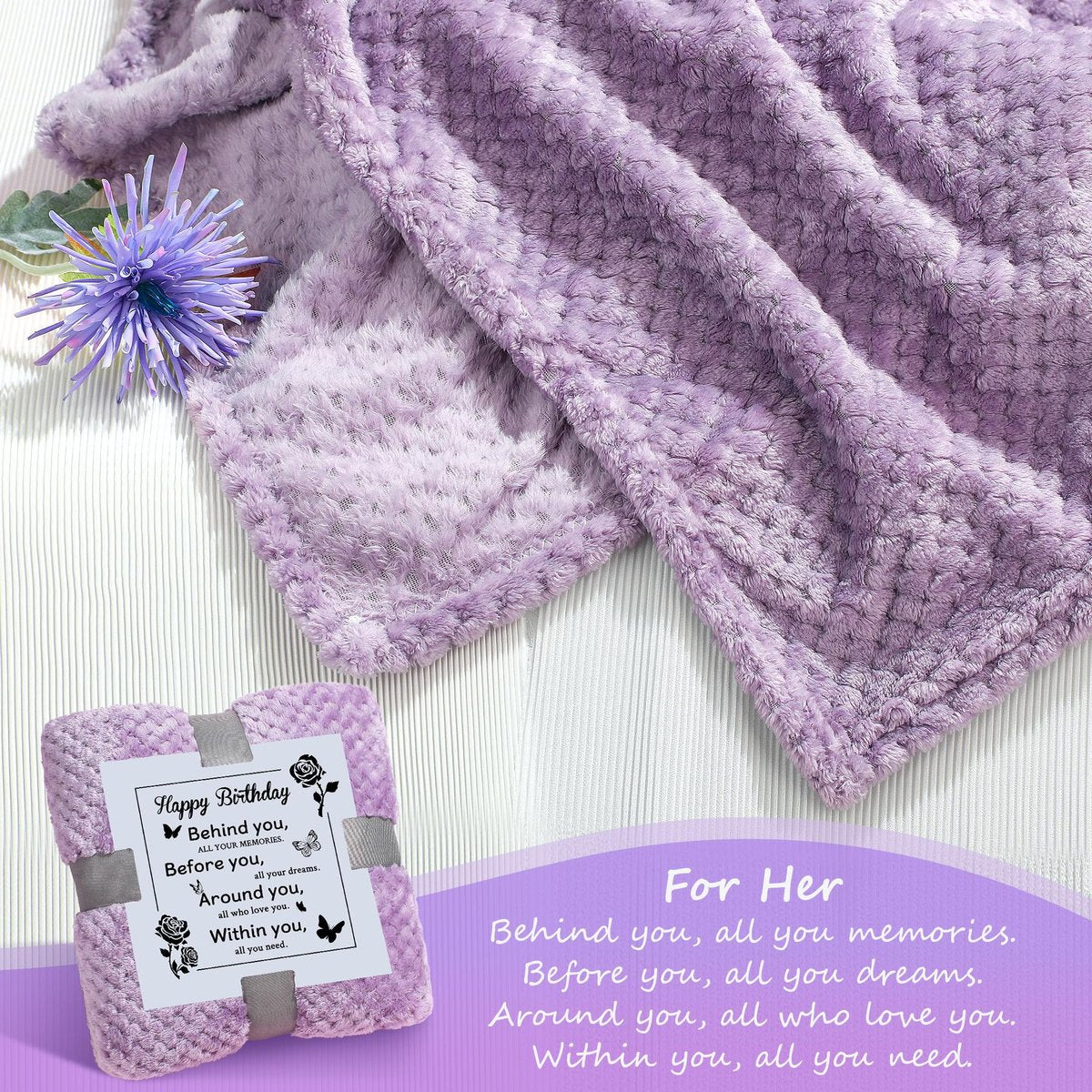 Happy Birthday Purple Gift Basket for Women - Unique Birthday Gifts for Mom, Sister, Best Friend, Female Her Avelisse