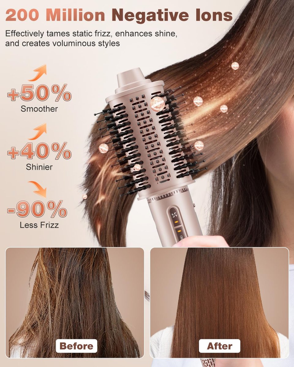 7MAGIC 7-in-1 Hair Styler & Hair Dryer Brush - 110,000 RPM High-Speed Blow Dryer with Negative Ions, Frizz-Free Styling, Fast Drying, Curling, Volumizing, Straightening (Pink, with Travel Case) Avelisse