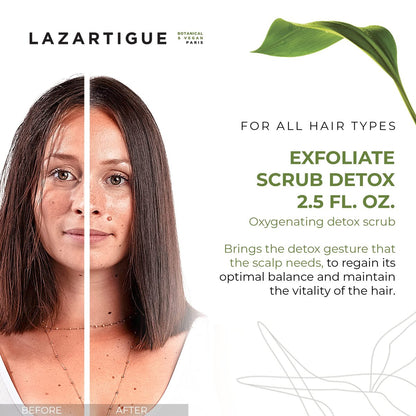 Lazartigue Exfoliate Gel, Oxygenating Detox Scalp Scrub with Jojoba Beads and Fruit Acids, Vegan, 2.5 Fl Oz