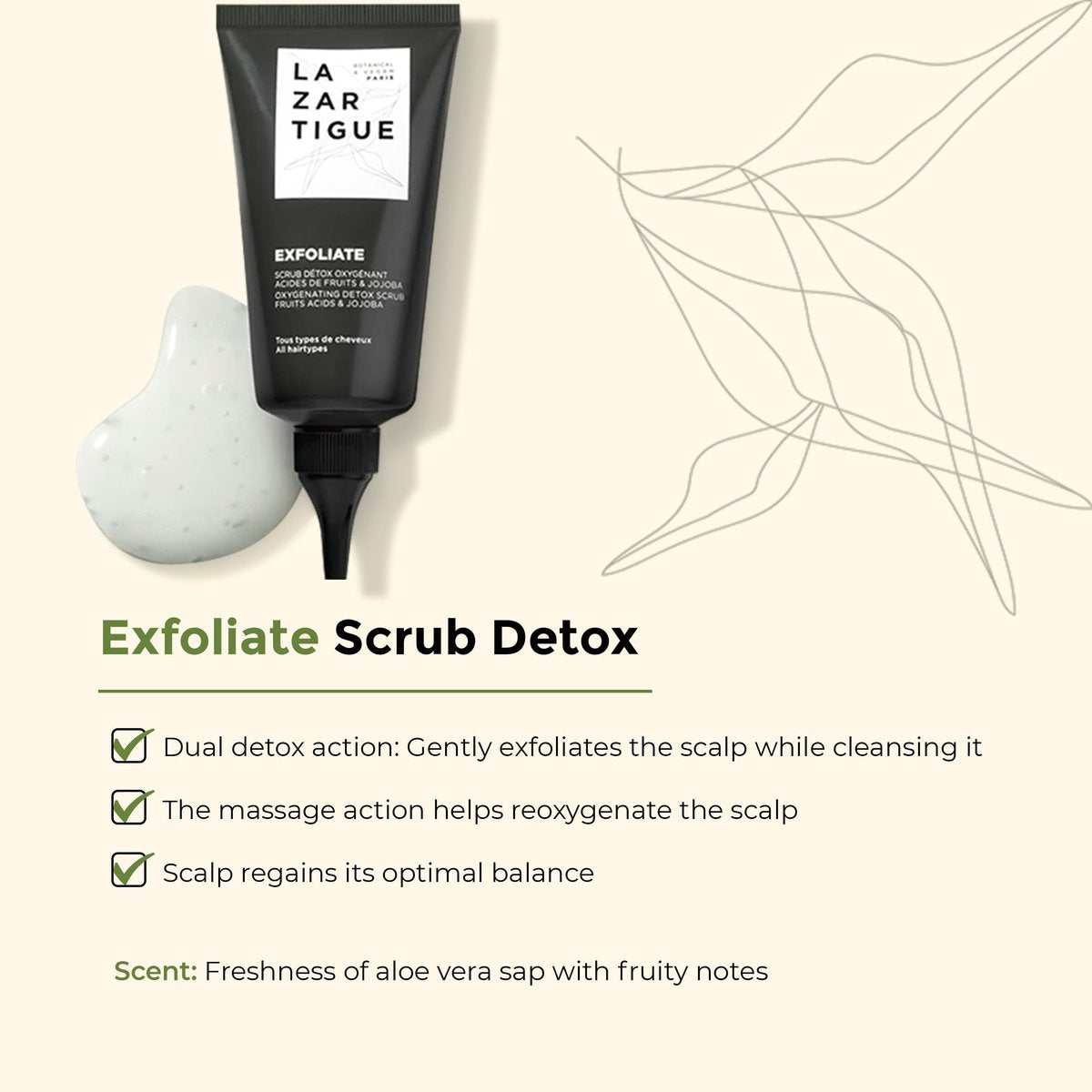 Lazartigue Exfoliate Gel, Oxygenating Detox Scalp Scrub with Jojoba Beads and Fruit Acids, Vegan, 2.5 Fl Oz - görsel 5
