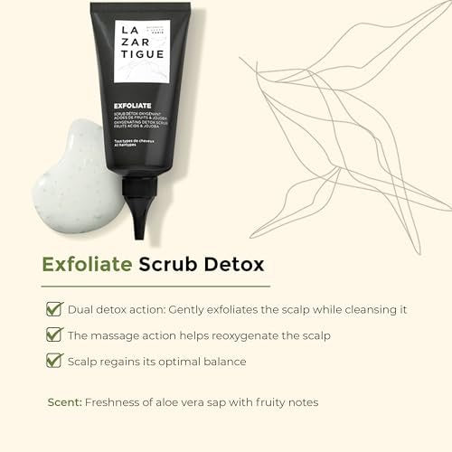 Lazartigue Exfoliate Gel, Oxygenating Detox Scalp Scrub with Jojoba Beads and Fruit Acids, Vegan, 2.5 Fl Oz - görsel 6
