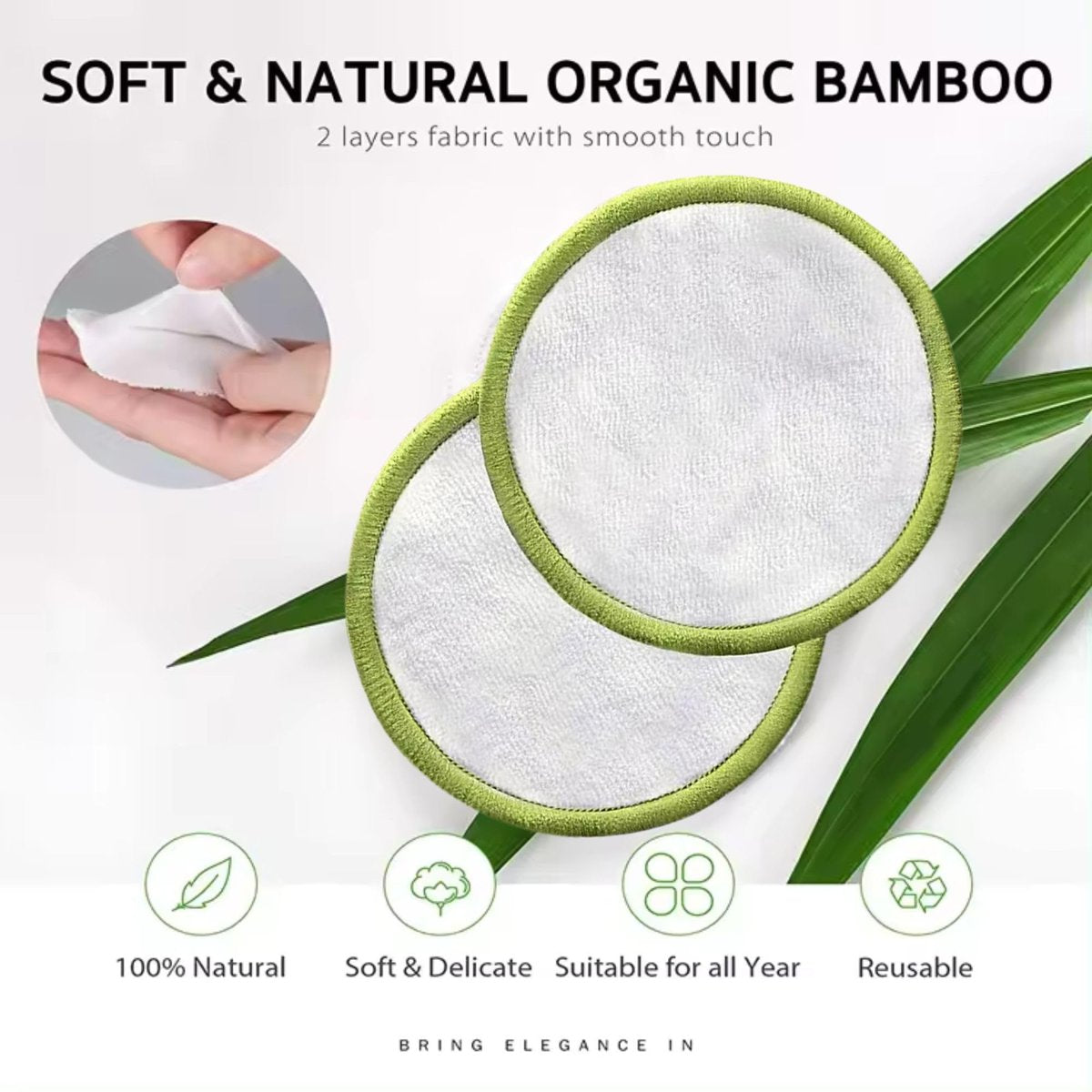 ISA’S World Reusable Makeup Remover Bamboo Cotton Pads (20 Pack) – Organic Bamboo Cotton Rounds with Washable Laundry Bag & Bamboo Storage Jar for All Skin Types - görsel 11