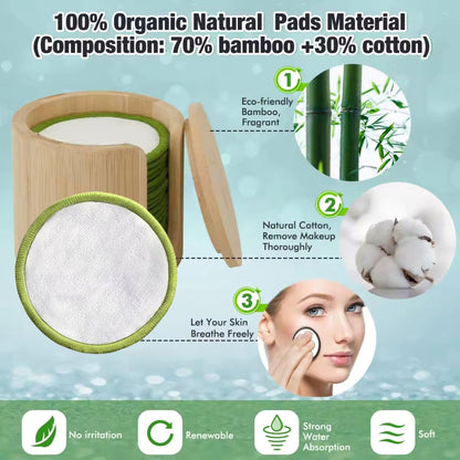 ISA’S World Reusable Makeup Remover Bamboo Cotton Pads (20 Pack) – Organic Bamboo Cotton Rounds with Washable Laundry Bag & Bamboo Storage Jar for All Skin Types