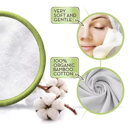 ISA’S World Reusable Makeup Remover Bamboo Cotton Pads (20 Pack) – Organic Bamboo Cotton Rounds with Washable Laundry Bag & Bamboo Storage Jar for All Skin Types