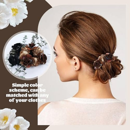 inSowni 7 Pieces Stretchy Mesh Rose Flower Hair Scrunchies - Floral Hair Ties & Ponytail Holders for Women & Girls Avelisse