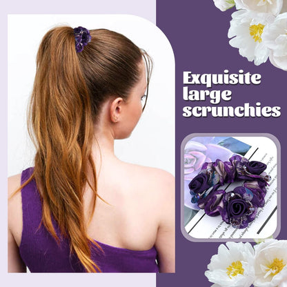 inSowni 7 Pieces Stretchy Mesh Rose Flower Hair Scrunchies - Floral Hair Ties & Ponytail Holders for Women & Girls Avelisse