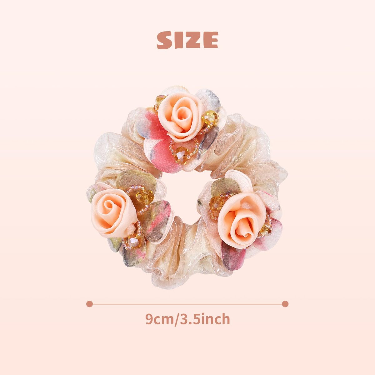 inSowni 7 Pieces Stretchy Mesh Rose Flower Hair Scrunchies - Floral Hair Ties & Ponytail Holders for Women & Girls Avelisse