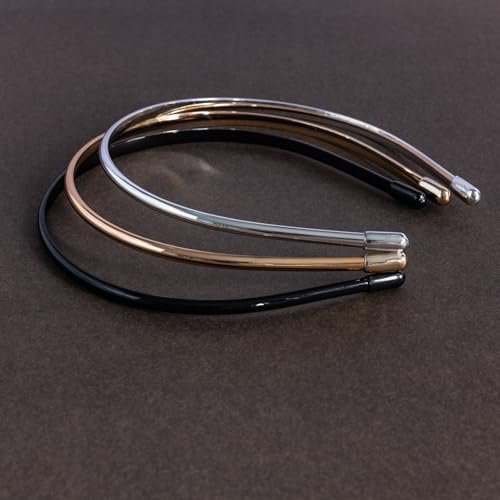 Metallic Color Skinny Headbands for Women and Girls - 3 Pack (Black, Silver, Gold) - görsel 4