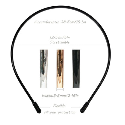 Metallic Color Skinny Headbands for Women and Girls - 3 Pack (Black, Silver, Gold)