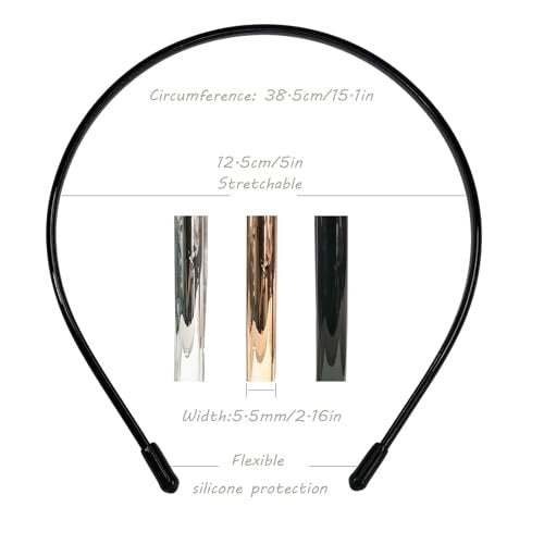 Metallic Color Skinny Headbands for Women and Girls - 3 Pack (Black, Silver, Gold) - görsel 8
