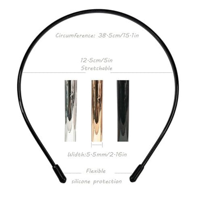 Metallic Color Skinny Headbands for Women and Girls - 3 Pack (Black, Silver, Gold)