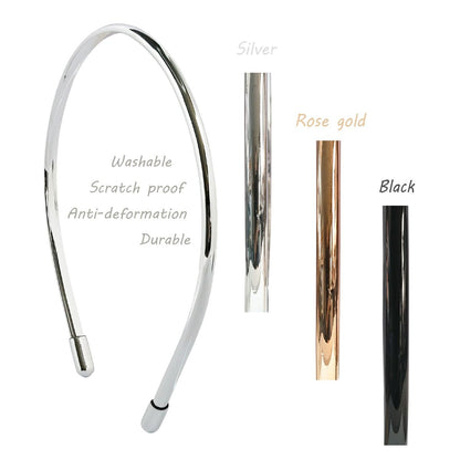 Metallic Color Skinny Headbands for Women and Girls - 3 Pack (Black, Silver, Gold)