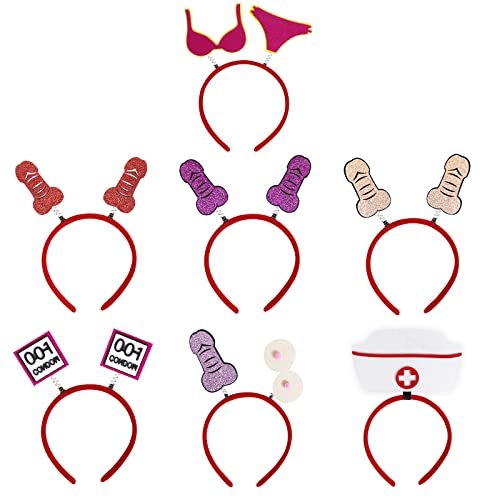 EINCORN Bachelorette Party Headbands for Adults - 7 Naughty Hair Hoops & Funny Photobooth Props for Women - görsel 2