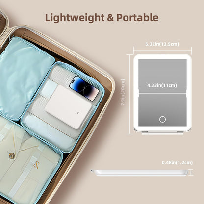 Hansong Folding Makeup Mirror with Lights Rechargeable 7.9 Inch Travel Mirror with 72 LED Lights, 3 Color Adjustable Lighting Dimmable Beauty Gift for Women Avelisse