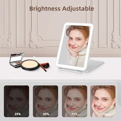Hansong Folding Makeup Mirror with Lights Rechargeable 7.9 Inch Travel Mirror with 72 LED Lights, 3 Color Adjustable Lighting Dimmable Beauty Gift for Women Avelisse