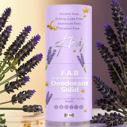 Klevij All Natural F.A.B. Deodorant – Lunar Lavender Scent, 1.7 oz – Organic, Aluminum-Free Deodorant for Fupa, Armpit, and Breast Areas
