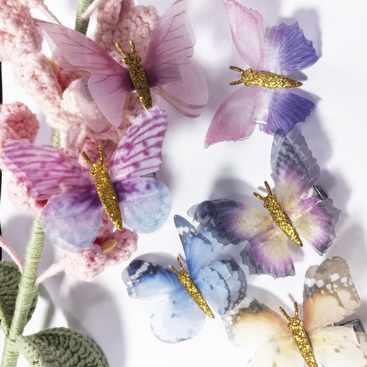 Glitter Butterfly Hair Clips, 20 PCS Double Layer Thin Gauze Hair Clips for Girls Women - Cute Wedding Headwear Gifts Back to School Accessories - görsel 17