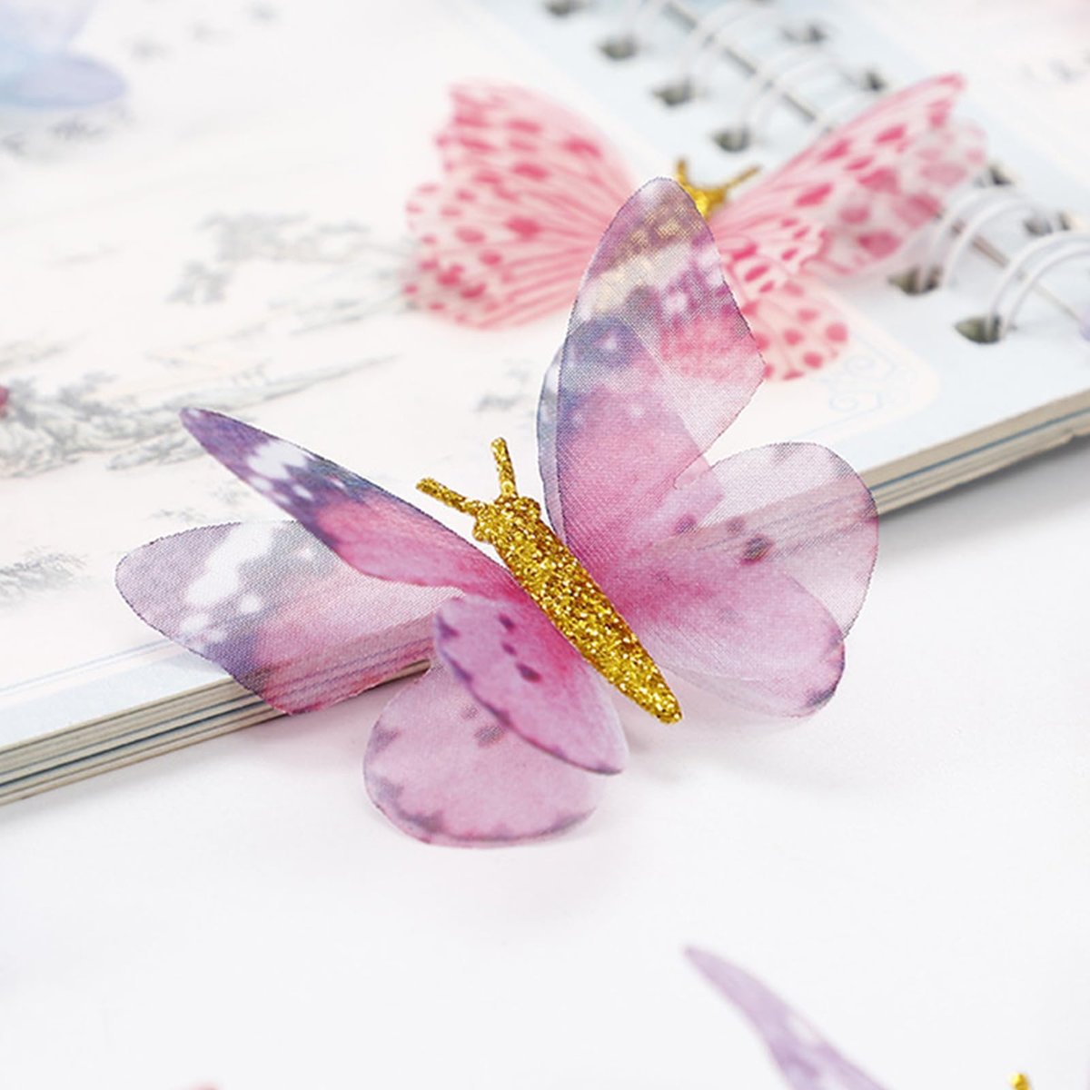 Glitter Butterfly Hair Clips, 20 PCS Double Layer Thin Gauze Hair Clips for Girls Women - Cute Wedding Headwear Gifts Back to School Accessories - görsel 15