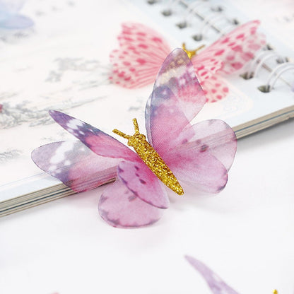 Glitter Butterfly Hair Clips, 20 PCS Double Layer Thin Gauze Hair Clips for Girls Women - Cute Wedding Headwear Gifts Back to School Accessories