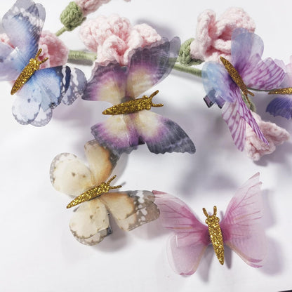 Glitter Butterfly Hair Clips, 20 PCS Double Layer Thin Gauze Hair Clips for Girls Women - Cute Wedding Headwear Gifts Back to School Accessories