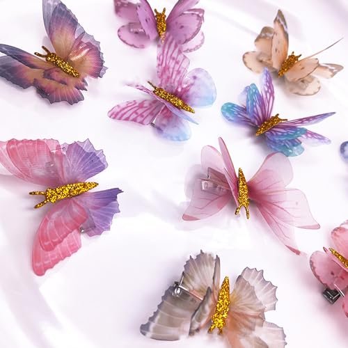 Glitter Butterfly Hair Clips, 20 PCS Double Layer Thin Gauze Hair Clips for Girls Women - Cute Wedding Headwear Gifts Back to School Accessories - görsel 8
