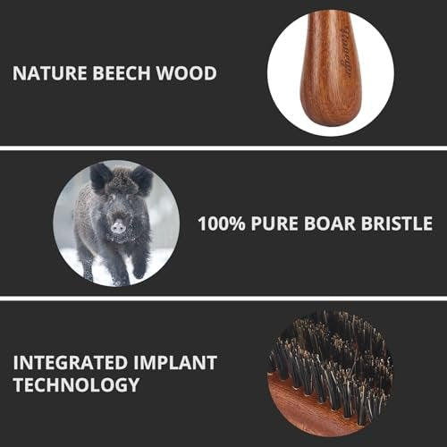 RAVEGO Hair Brush for Men - Slick Back Hair Brush - Boar Bristles Brush for Fine Thin Medium Hair, Natural Boar Hairbrush for Beard Styling Avelisse