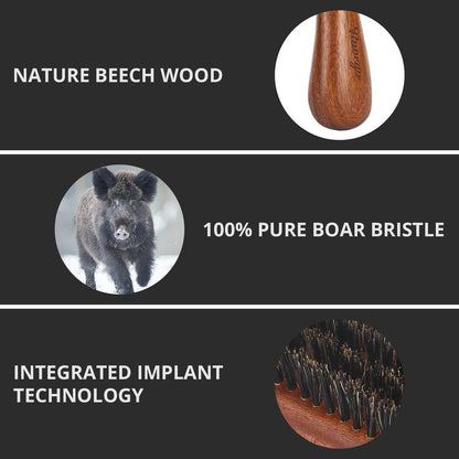 RAVEGO Hair Brush for Men - Slick Back Hair Brush - Boar Bristles Brush for Fine Thin Medium Hair, Natural Boar Hairbrush for Beard Styling Avelisse