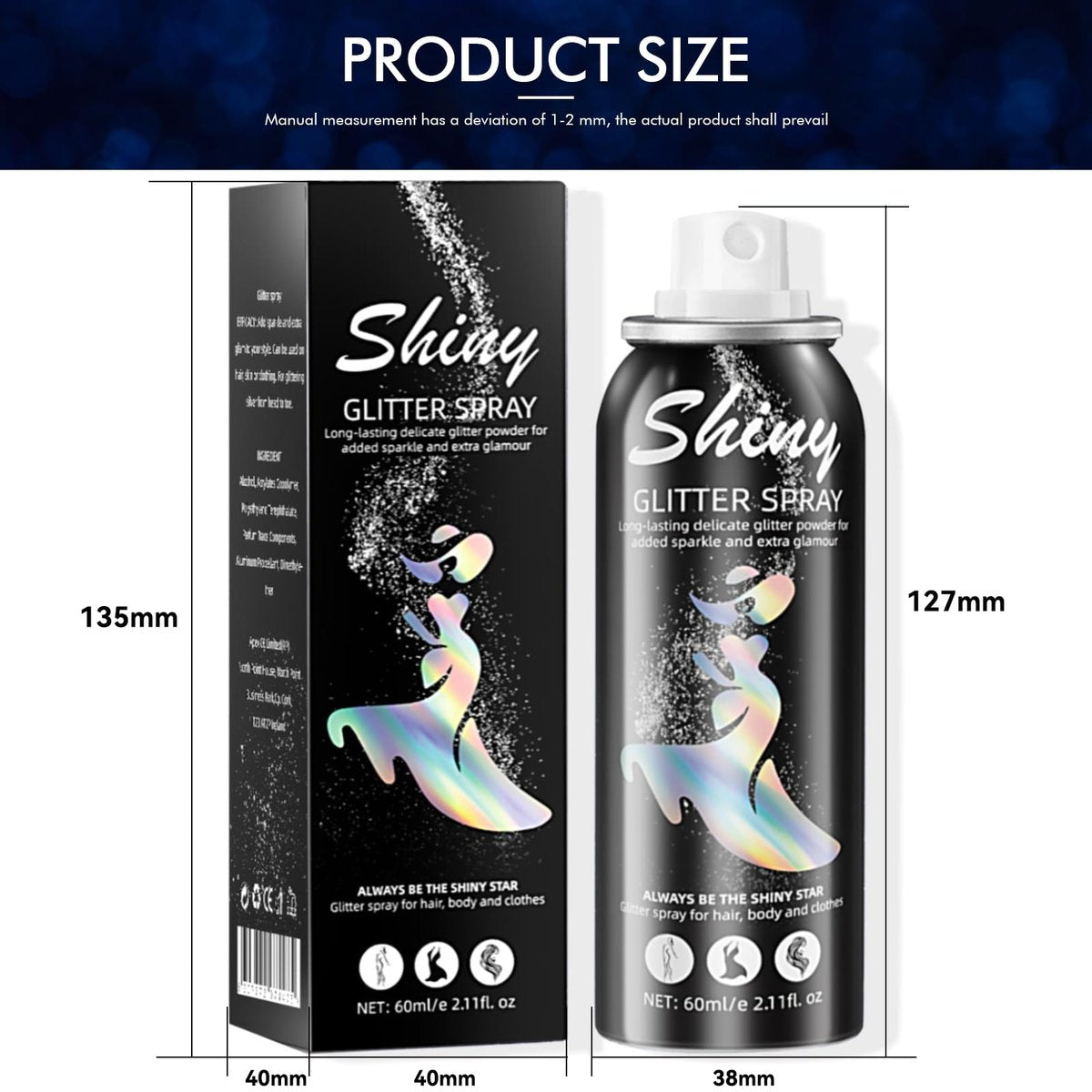 Ragkun Body Glitter Spray - Long-Lasting Silver Glitter for Hair and Body, Quick-Drying, 2.11 Fl Oz - görsel 13