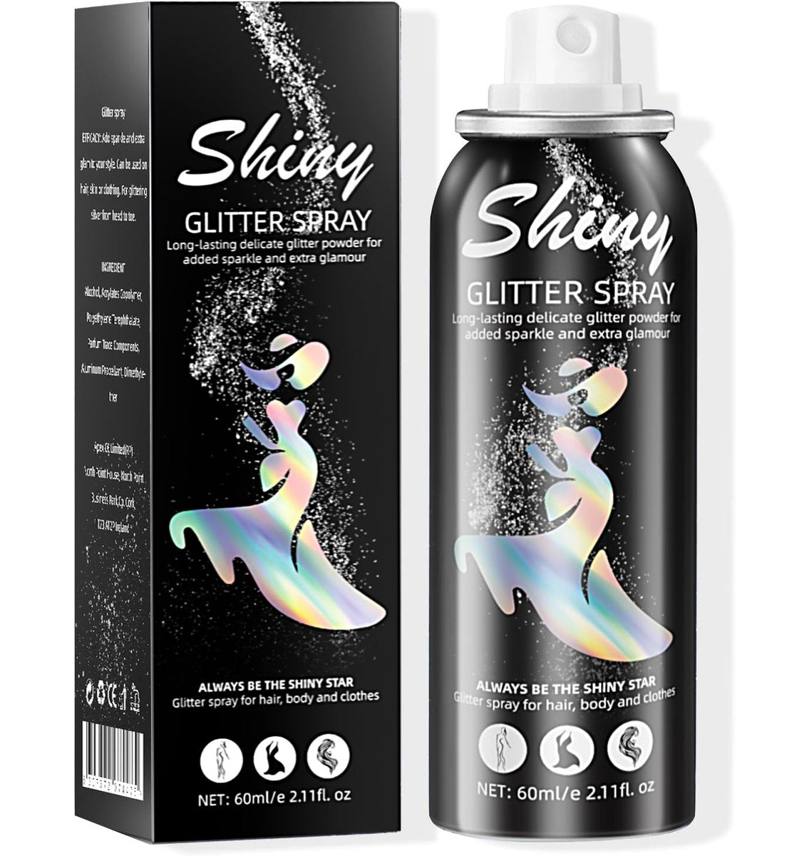 Ragkun Body Glitter Spray - Long-Lasting Silver Glitter for Hair and Body, Quick-Drying, 2.11 Fl Oz - görsel 1
