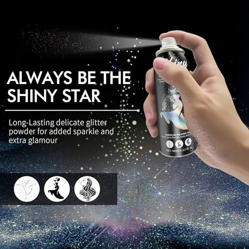 Ragkun Body Glitter Spray - Long-Lasting Silver Glitter for Hair and Body, Quick-Drying, 2.11 Fl Oz - görsel 4