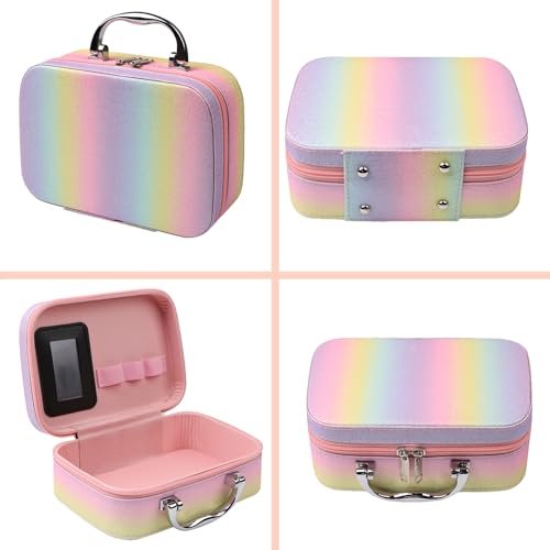 Rainbow Makeup Set for Girls - Complete Beauty Kit with Brushes & Cosmetics in Pink Organizer Case Avelisse