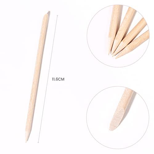 siyuwuro 5-Pack Orange Wood Nail Sticks - Double Sided Cuticle Pusher & Remover, Multi-Functional Manicure & Pedicure Tool with Clear Storage Tube - görsel 6