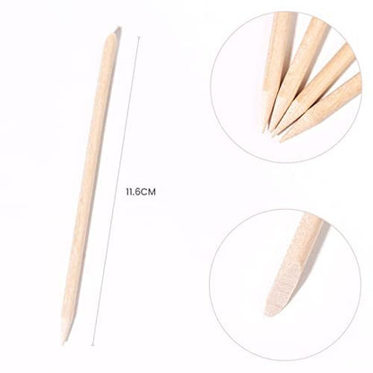 siyuwuro 5-Pack Orange Wood Nail Sticks - Double Sided Cuticle Pusher & Remover, Multi-Functional Manicure & Pedicure Tool with Clear Storage Tube