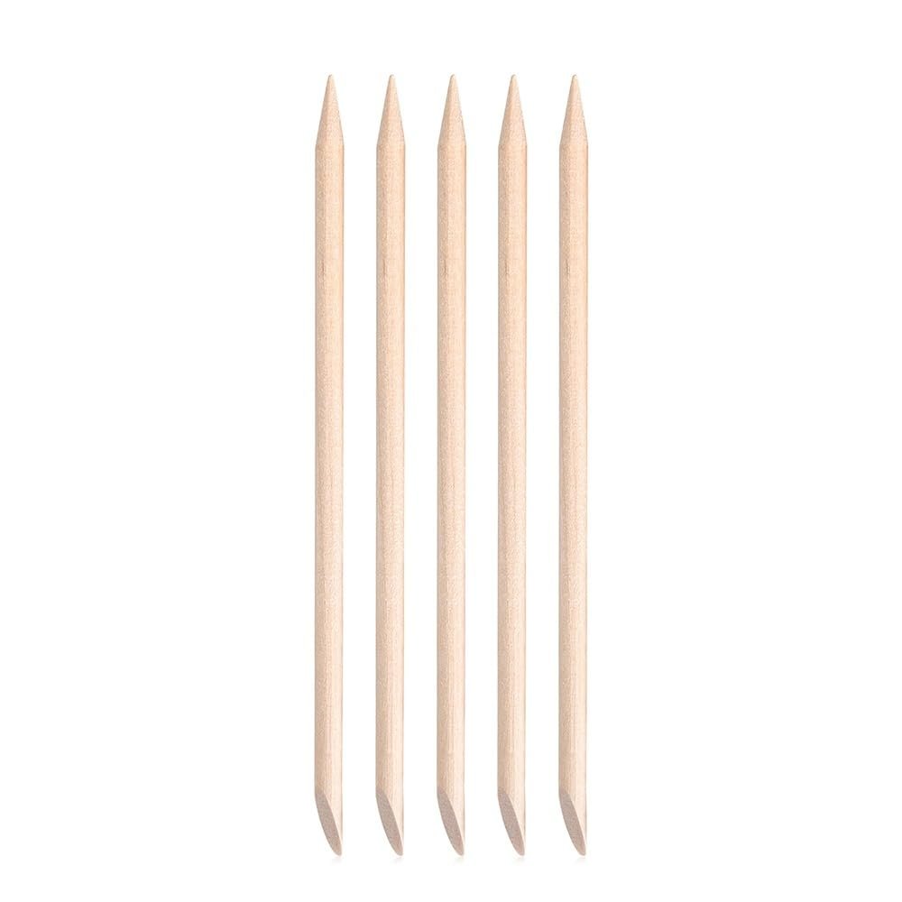 siyuwuro 5-Pack Orange Wood Nail Sticks - Double Sided Cuticle Pusher & Remover, Multi-Functional Manicure & Pedicure Tool with Clear Storage Tube - görsel 1
