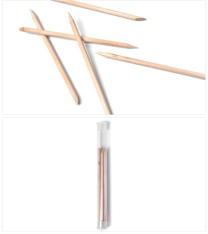Rolabling 5-Pack Orange Wooden Cuticle Pusher Sticks – Non-Toxic, Skin-Safe Nail Tool for Manicure, Pedicure & Rhinestone Picking