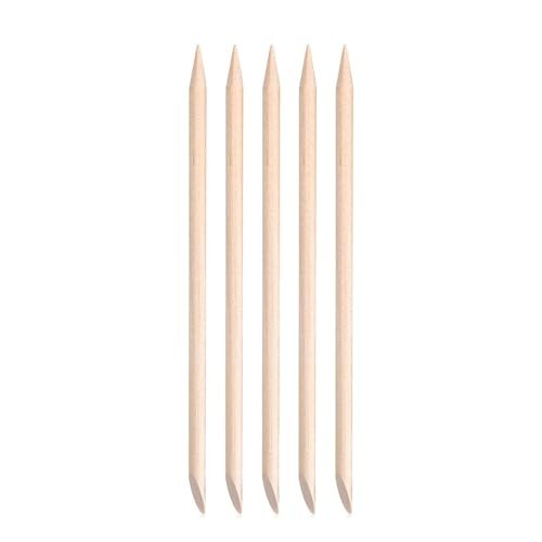 siyuwuro 5-Pack Orange Wood Nail Sticks - Double Sided Cuticle Pusher & Remover, Multi-Functional Manicure & Pedicure Tool with Clear Storage Tube - görsel 2