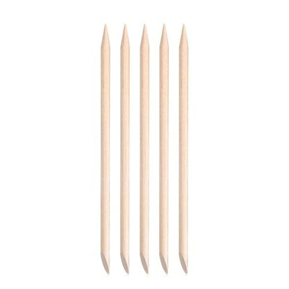 siyuwuro 5-Pack Orange Wood Nail Sticks - Double Sided Cuticle Pusher & Remover, Multi-Functional Manicure & Pedicure Tool with Clear Storage Tube