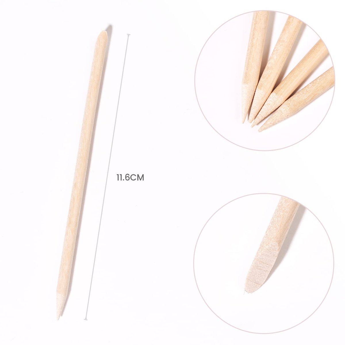 siyuwuro 5-Pack Orange Wood Nail Sticks - Double Sided Cuticle Pusher & Remover, Multi-Functional Manicure & Pedicure Tool with Clear Storage Tube - görsel 5