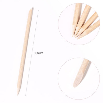 siyuwuro 5-Pack Orange Wood Nail Sticks - Double Sided Cuticle Pusher & Remover, Multi-Functional Manicure & Pedicure Tool with Clear Storage Tube