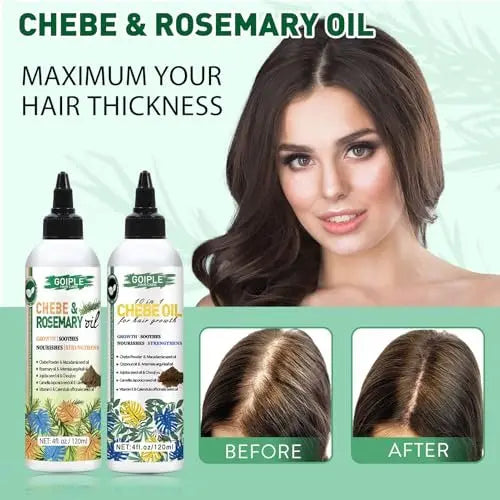 Chebe & Rosemary Hair Oil for Growth, 10 in 1 Moisturizer for Scalp, African Powder for Stronger, Longer Hair, Natural Oil for All Hair Types (2PCS) Avelisse