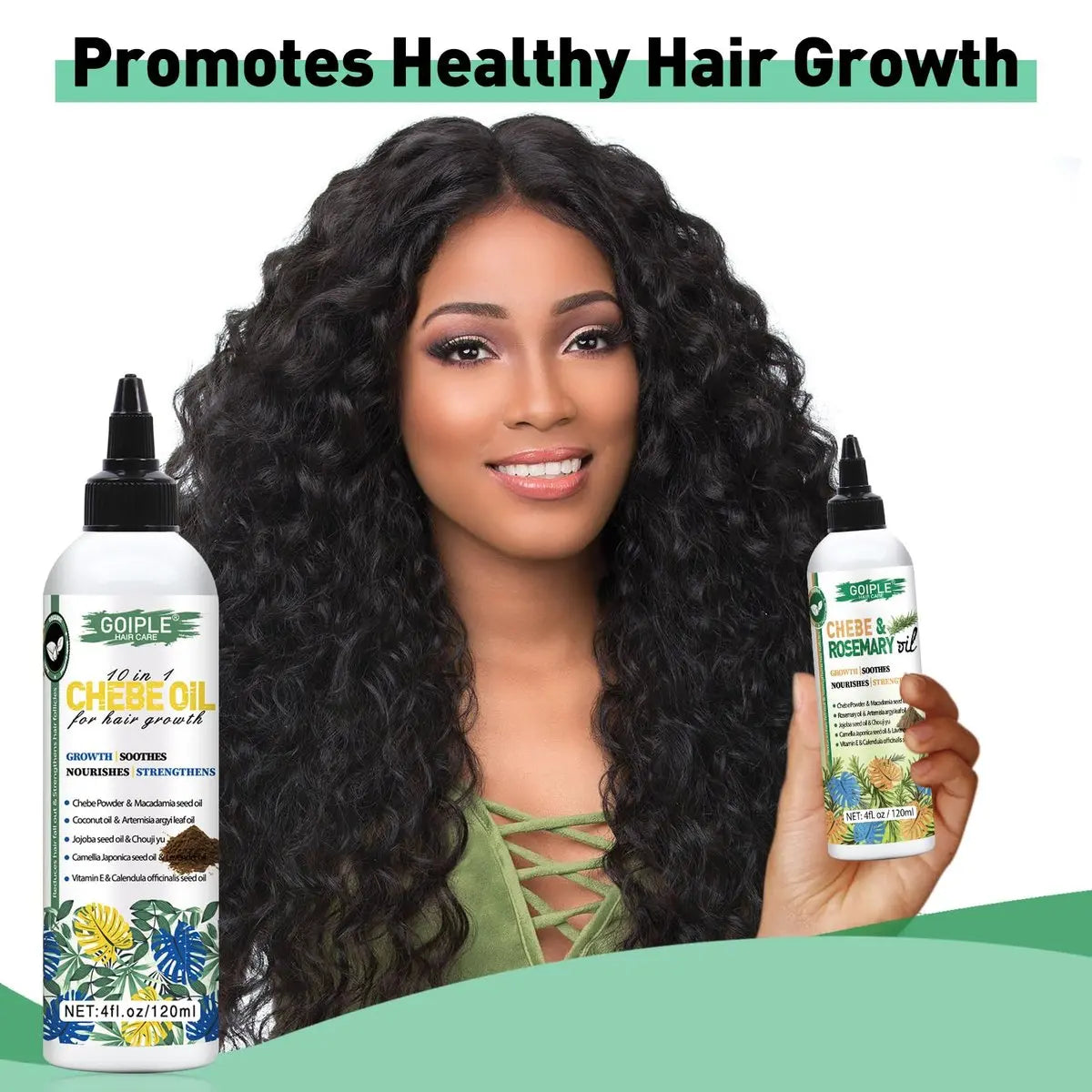 Chebe & Rosemary Hair Oil for Growth, 10 in 1 Moisturizer for Scalp, African Powder for Stronger, Longer Hair, Natural Oil for All Hair Types (2PCS) Avelisse