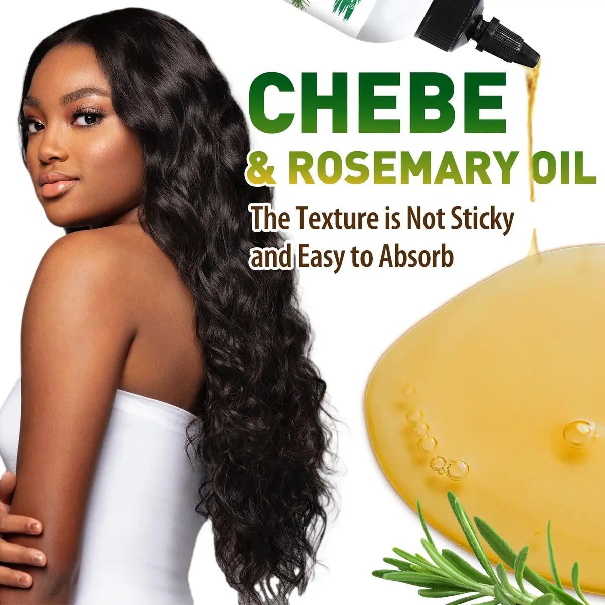 Chebe & Rosemary Hair Oil for Growth, 10 in 1 Moisturizer for Scalp, African Powder for Stronger, Longer Hair, Natural Oil for All Hair Types (2PCS) Avelisse