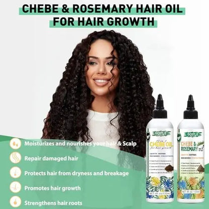 Chebe & Rosemary Hair Oil for Growth, 10 in 1 Moisturizer for Scalp, African Powder for Stronger, Longer Hair, Natural Oil for All Hair Types (2PCS) Avelisse